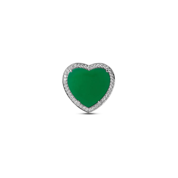 Amore rings with green agate in white gold, large size (view 3)