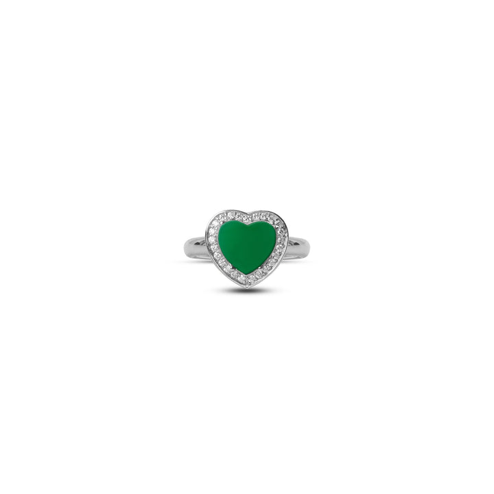 Amore rings with green agate in white gold, small size (view 3)