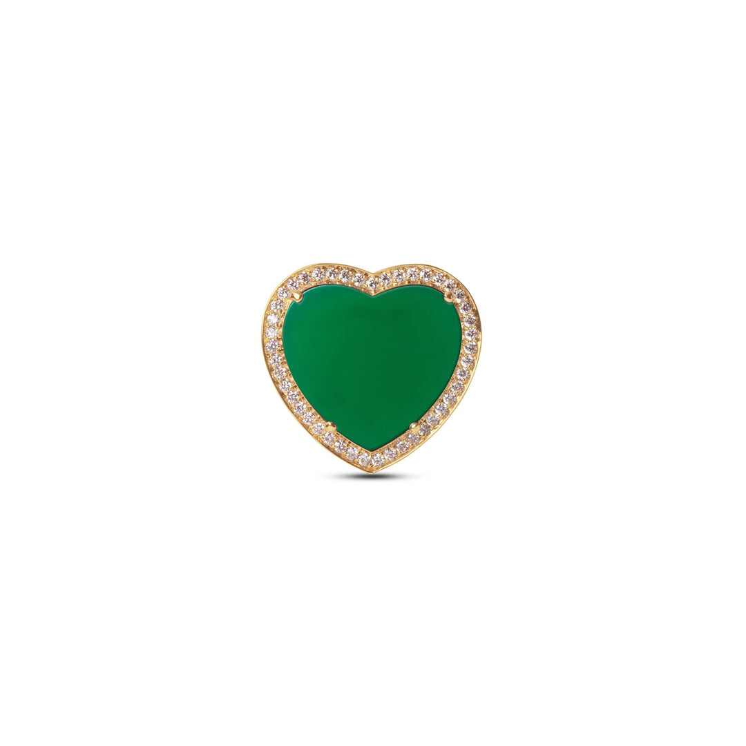 Amore rings with green agate in yellow gold, large size (view 3)
