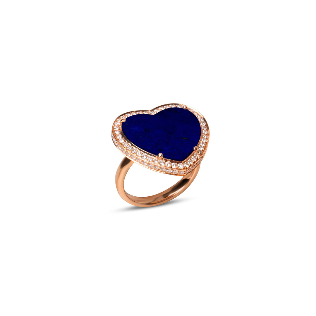 Amore rings with lapis lazuli in rose gold, large size
