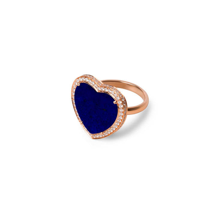 Amore rings with lapis lazuli in rose gold, large size (view 2)