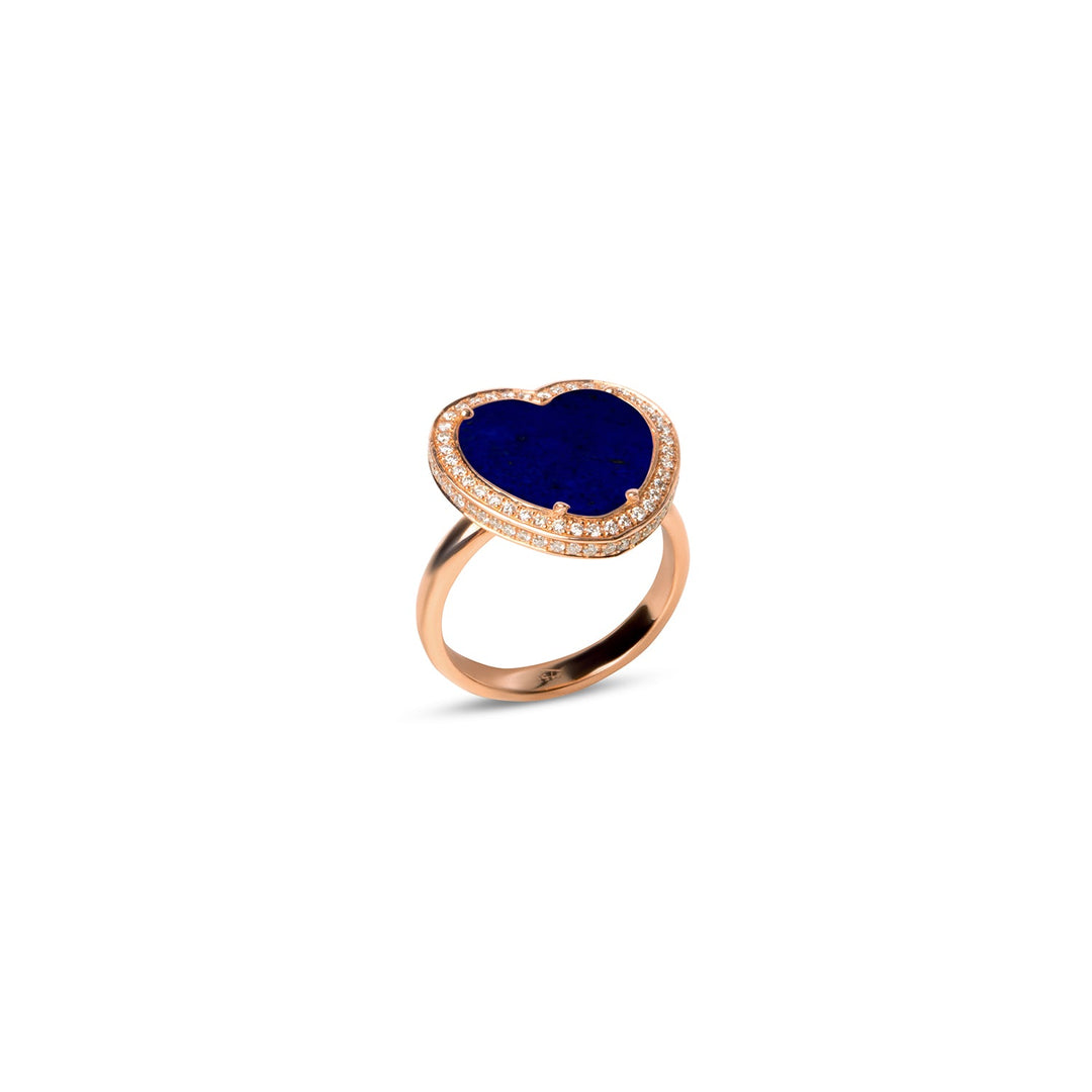 Amore rings with lapis lazuli in rose gold, medium size