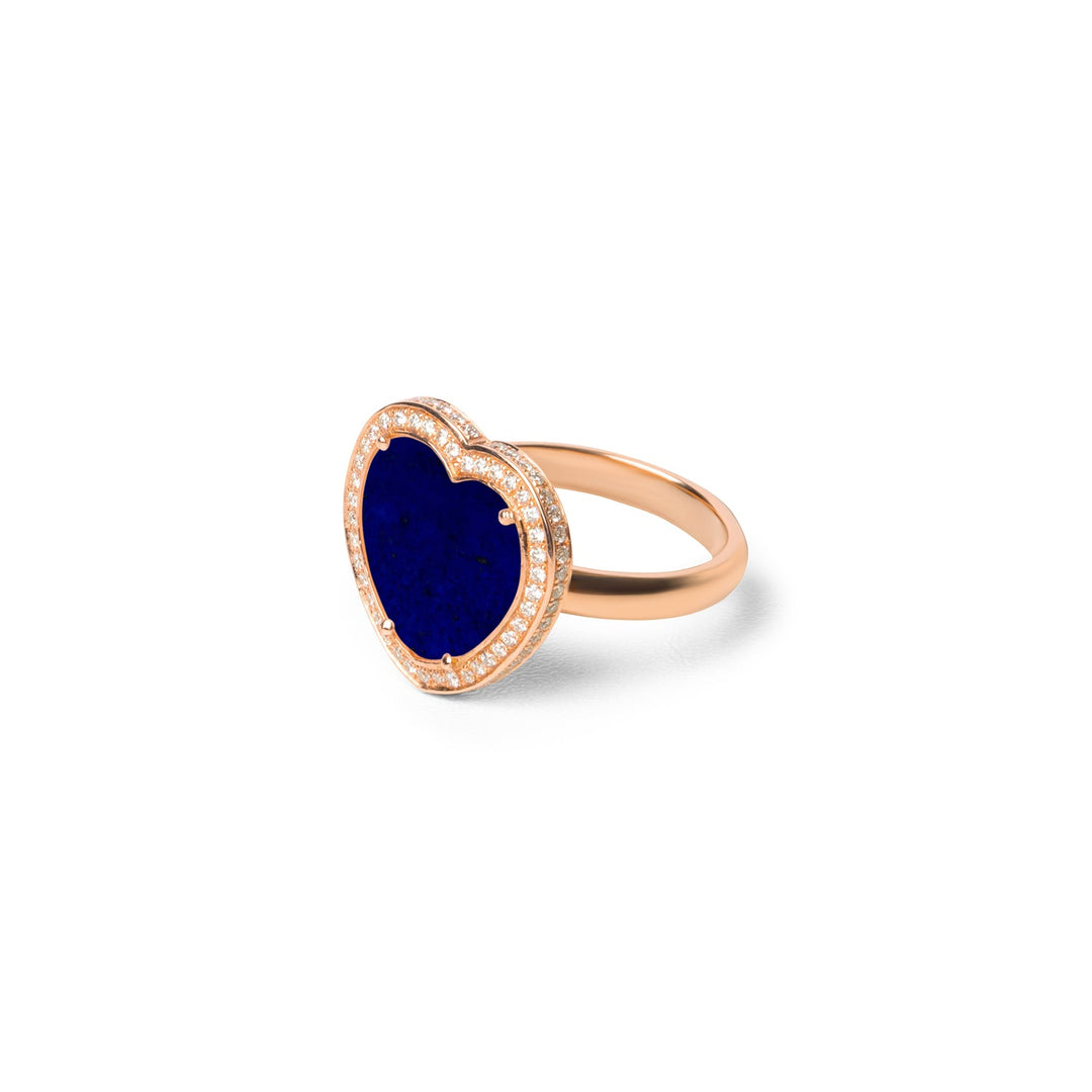 Amore rings with lapis lazuli in rose gold, medium size (view 2)