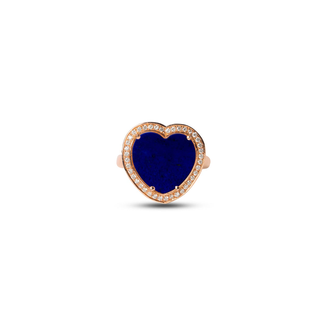 Amore rings with lapis lazuli in rose gold, medium size (view 3)