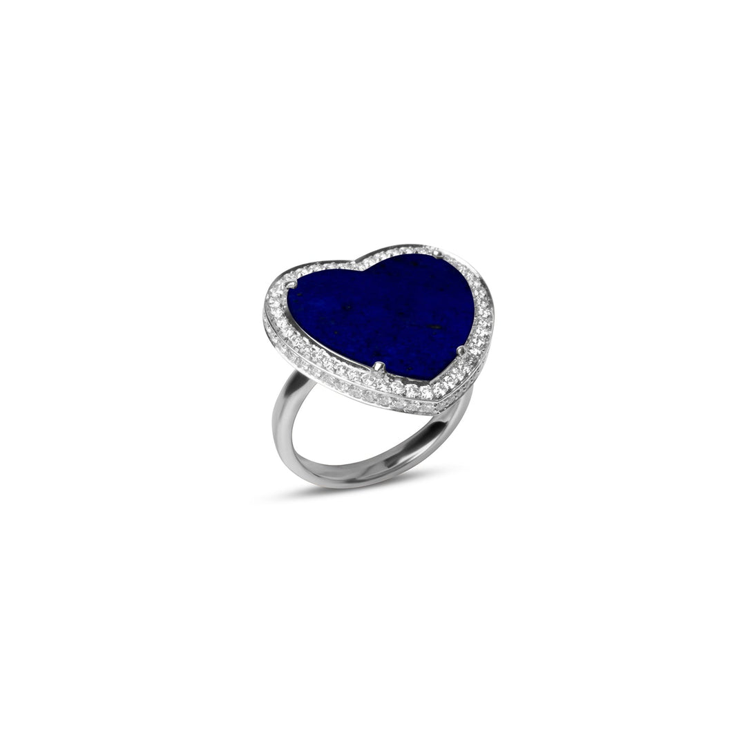 Amore rings with lapis lazuli in white gold, large size