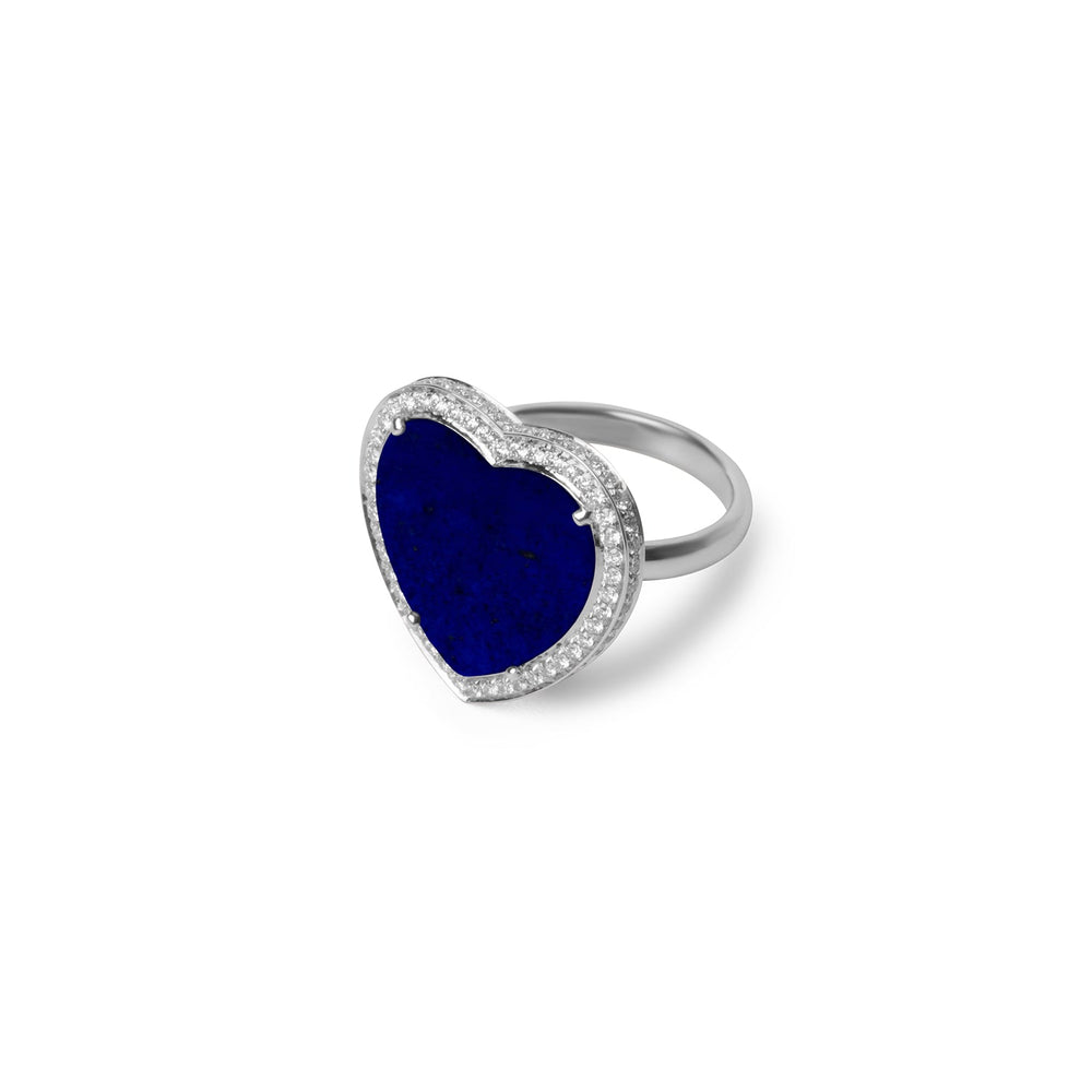 Amore rings with lapis lazuli in white gold, large size (view 2)