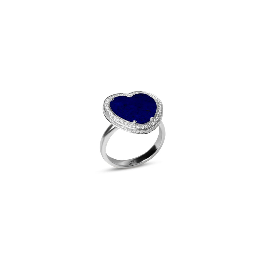 Amore rings with lapis lazuli in white gold, medium size