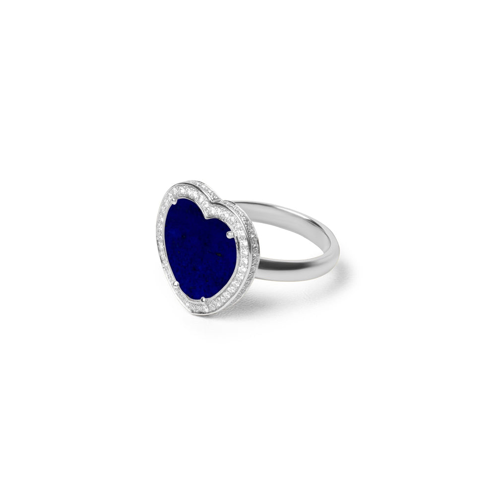 Amore rings with lapis lazuli in white gold, medium size (view 2)
