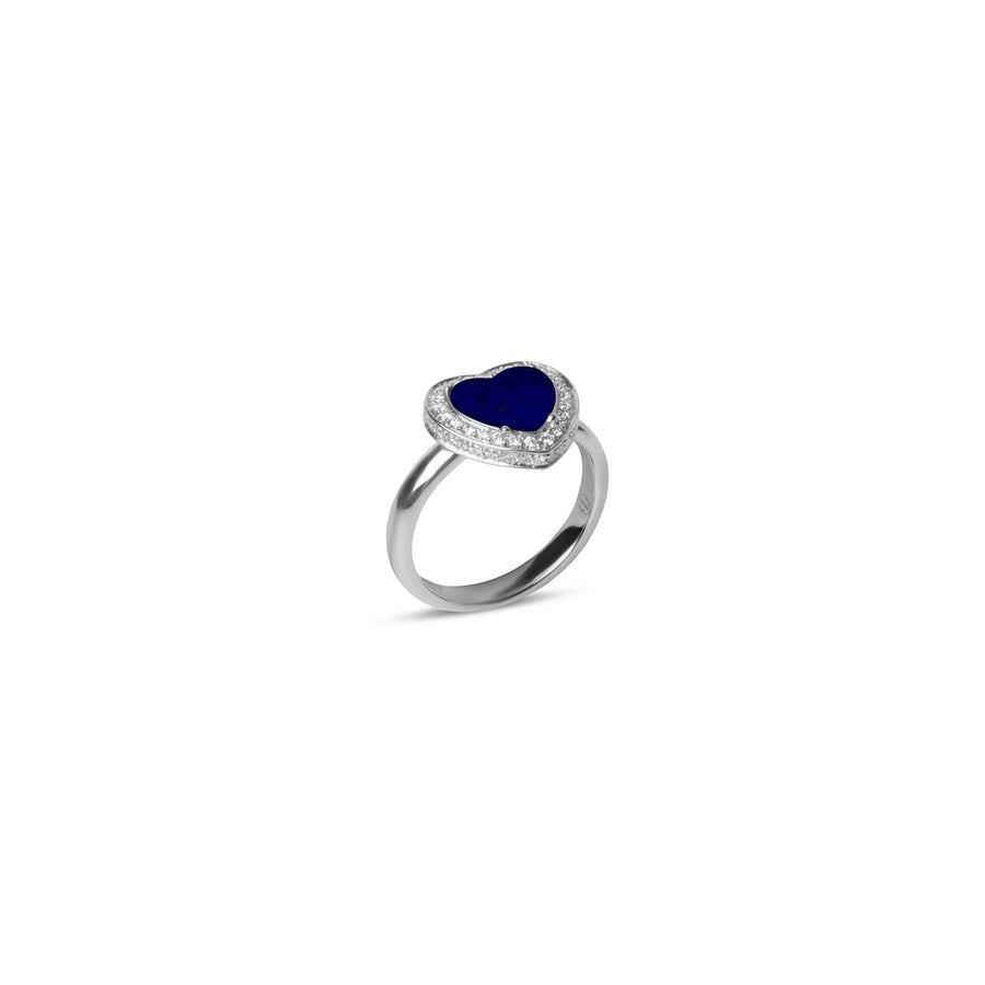 Amore rings with lapis lazuli in white gold, small size