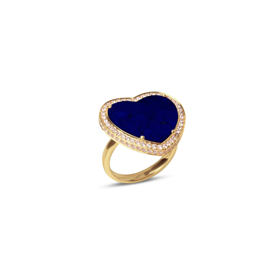Amore rings with lapis lazuli in yellow gold, large size