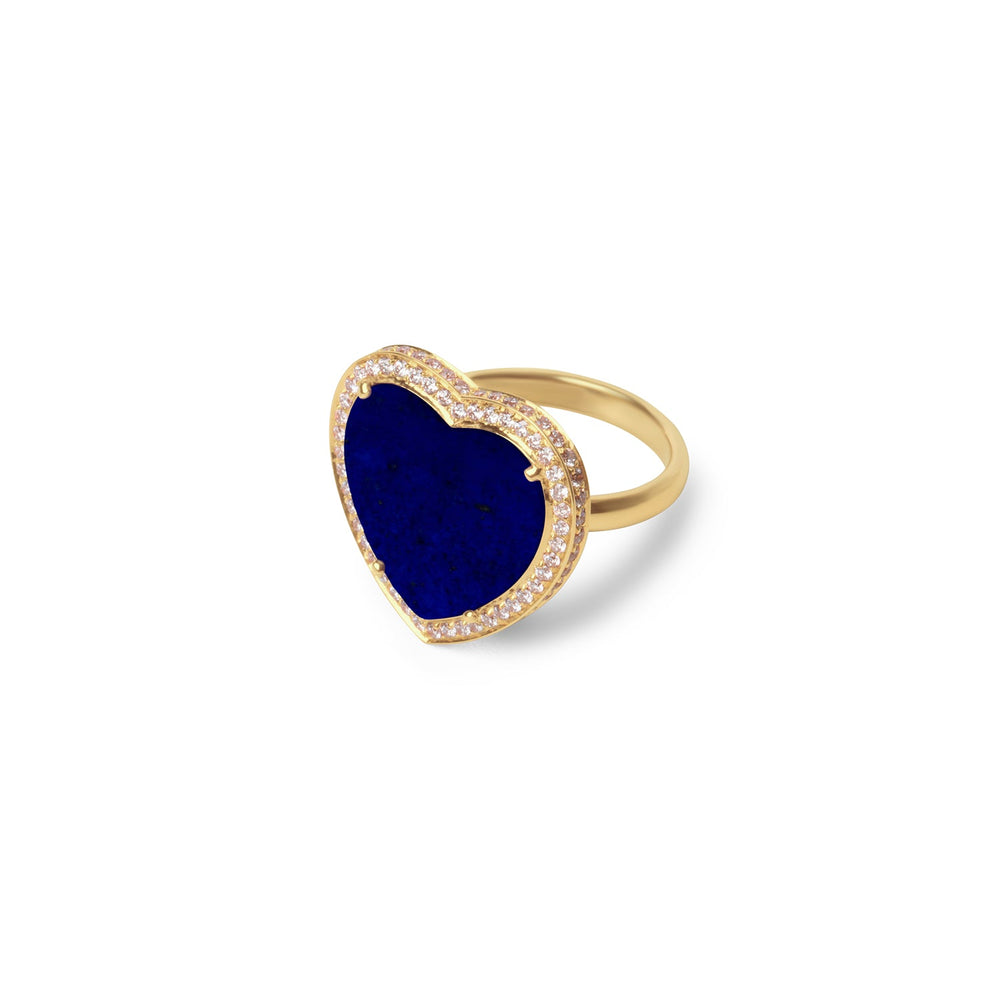 Amore rings with lapis lazuli in yellow gold, large size (view 2)