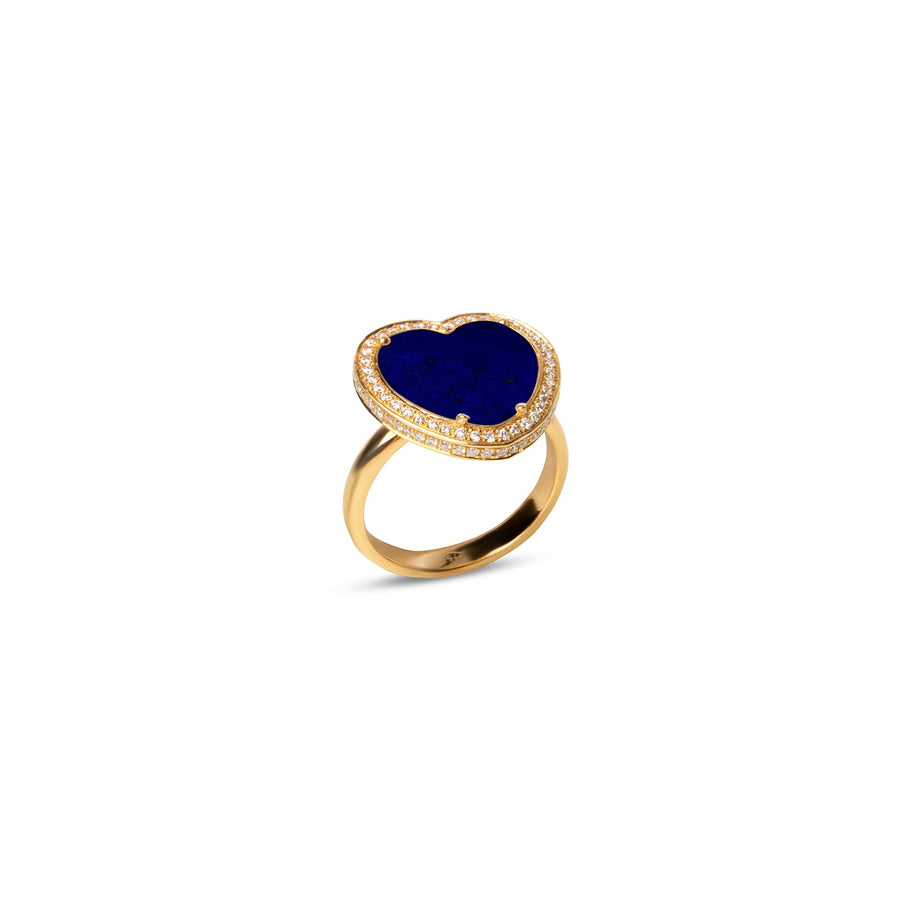 Amore rings with lapis lazuli in yellow gold, medium size