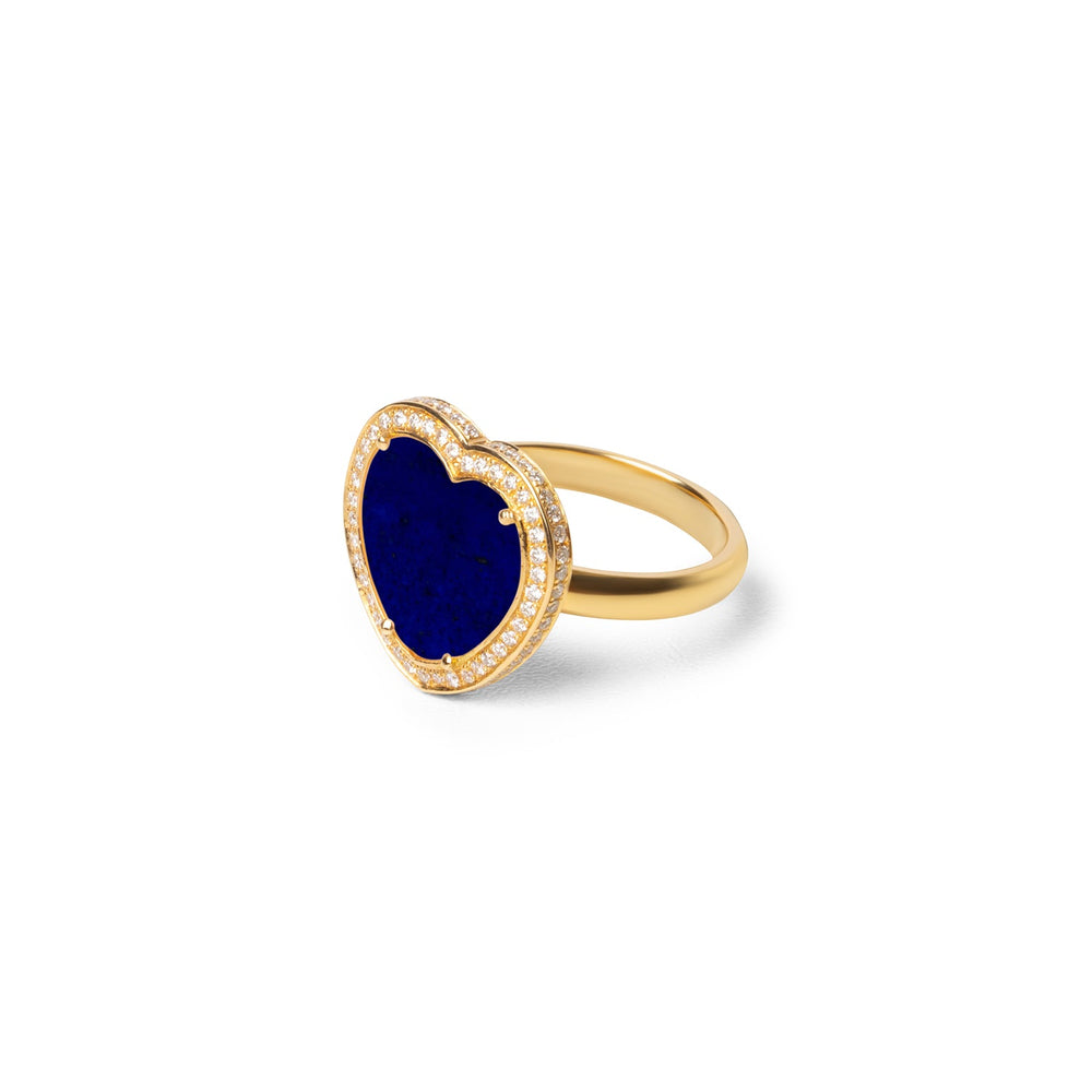 Amore rings with lapis lazuli in yellow gold, medium size (view 2)