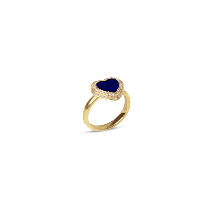 Amore rings with lapis lazuli in yellow gold, small size