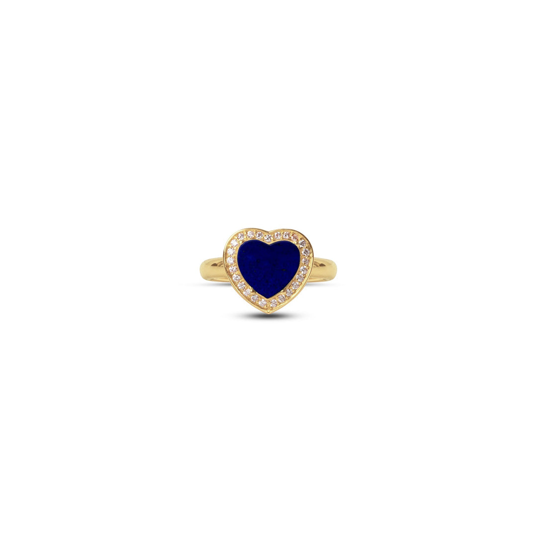 Amore rings with lapis lazuli in yellow gold, small size (view 3)
