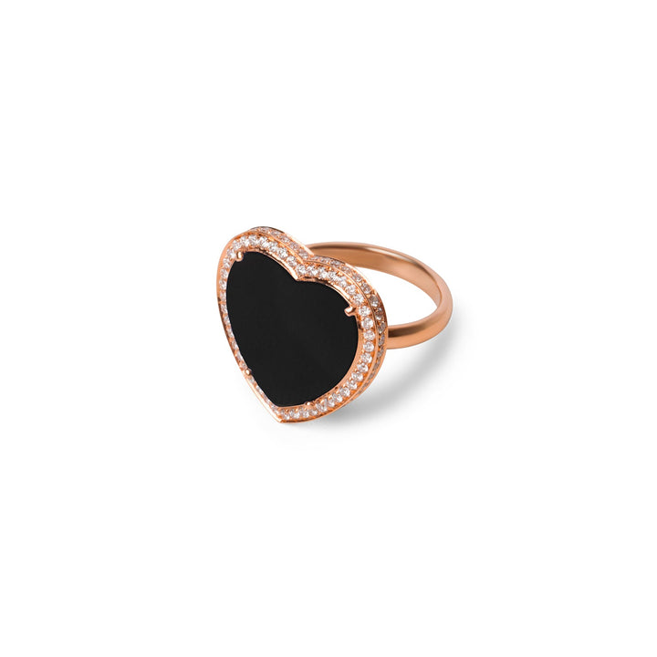 Amore rings with onyx in rose gold, large size (view 2)