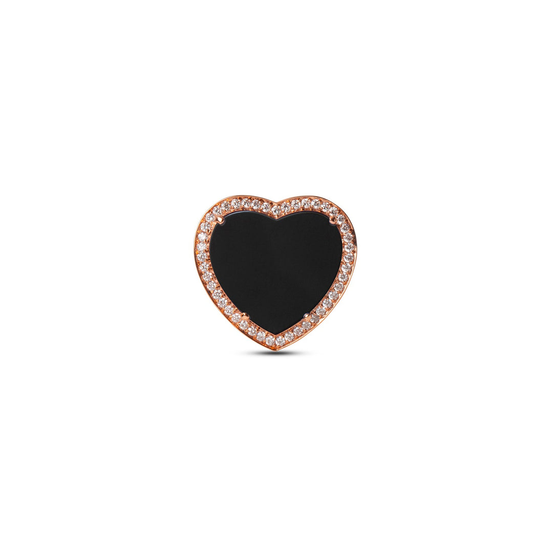Amore rings with onyx in rose gold, large size (view 3)
