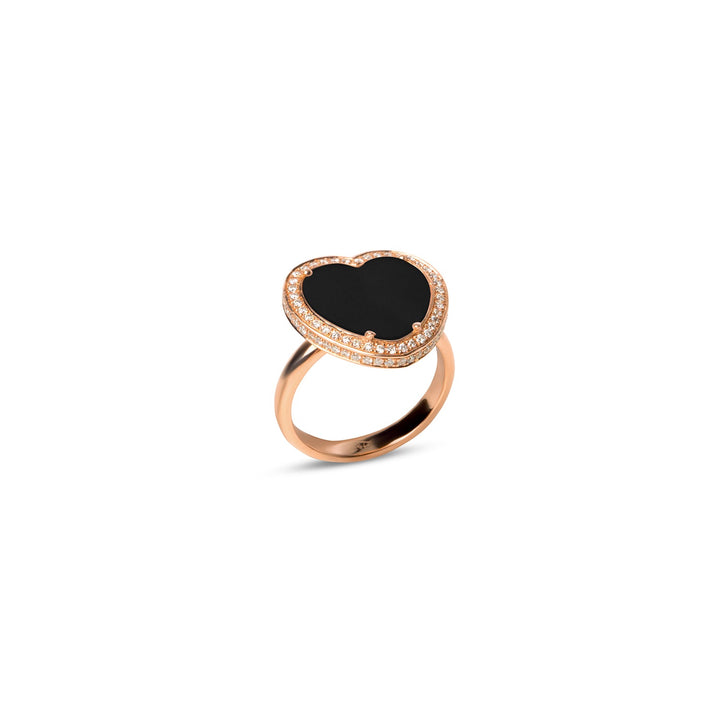 Amore rings with onyx in rose gold, medium size