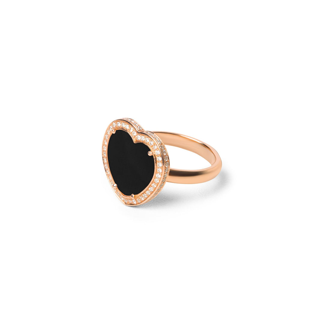 Amore rings with onyx in rose gold, medium size (view 2)