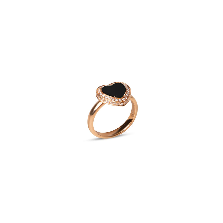 Amore rings with onyx in rose gold, small size