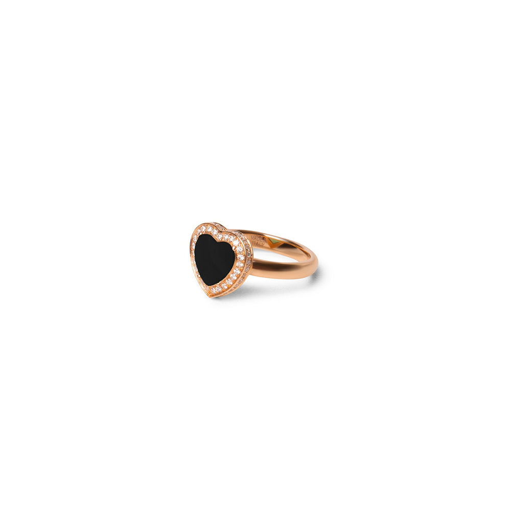 Amore rings with onyx in rose gold, small size (view 2)