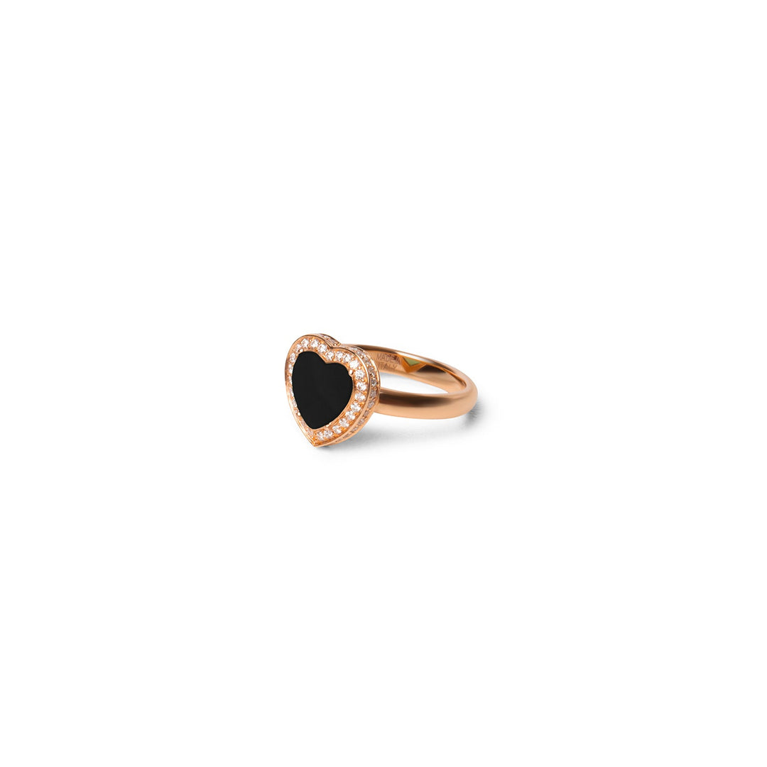 Amore rings with onyx in rose gold, small size (view 2)