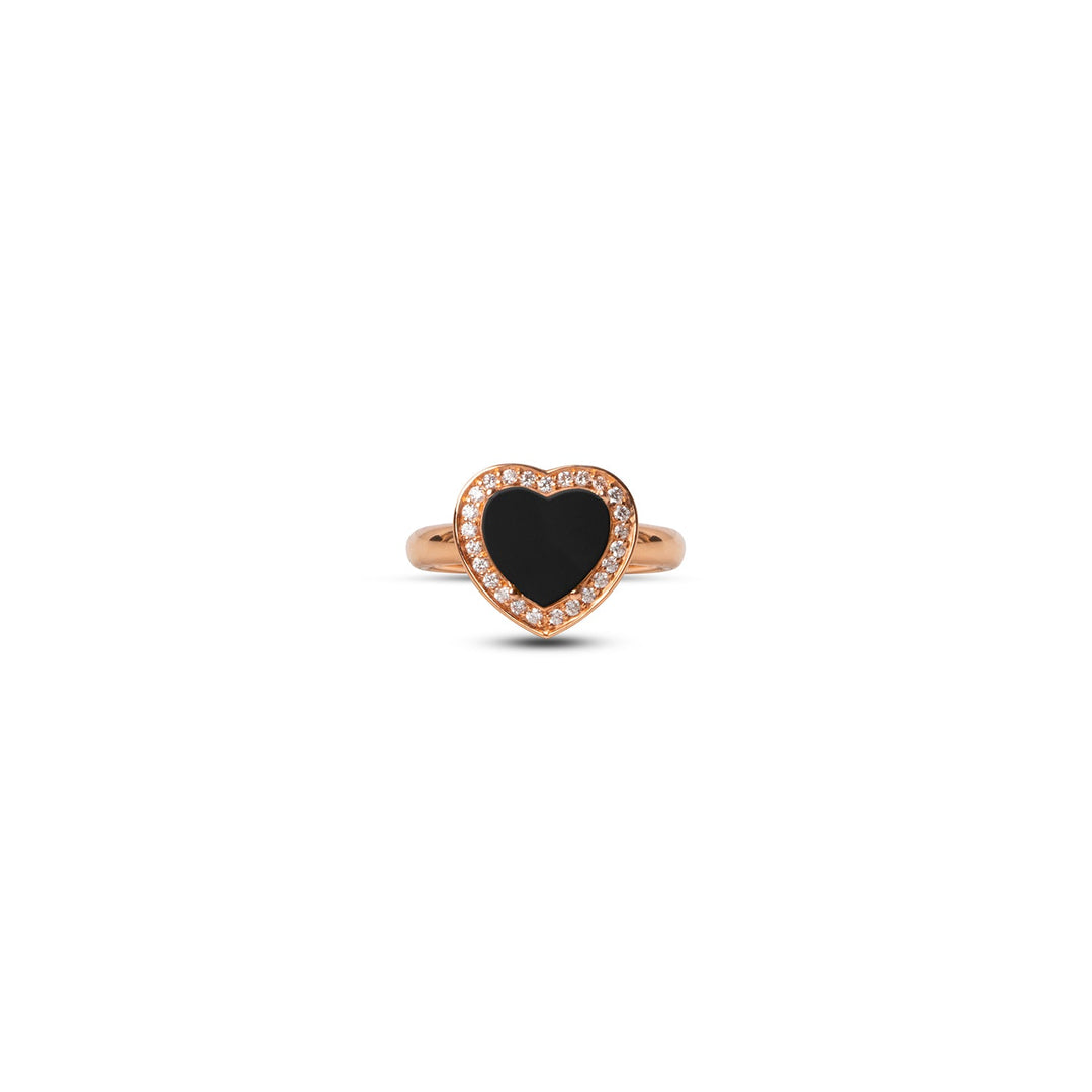 Amore rings with onyx in rose gold, small size (view 3)