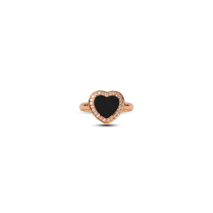 Amore rings with onyx in rose gold, small size (view 3)
