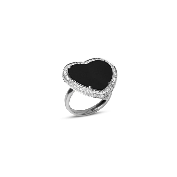 Amore rings with onyx in white gold, large size