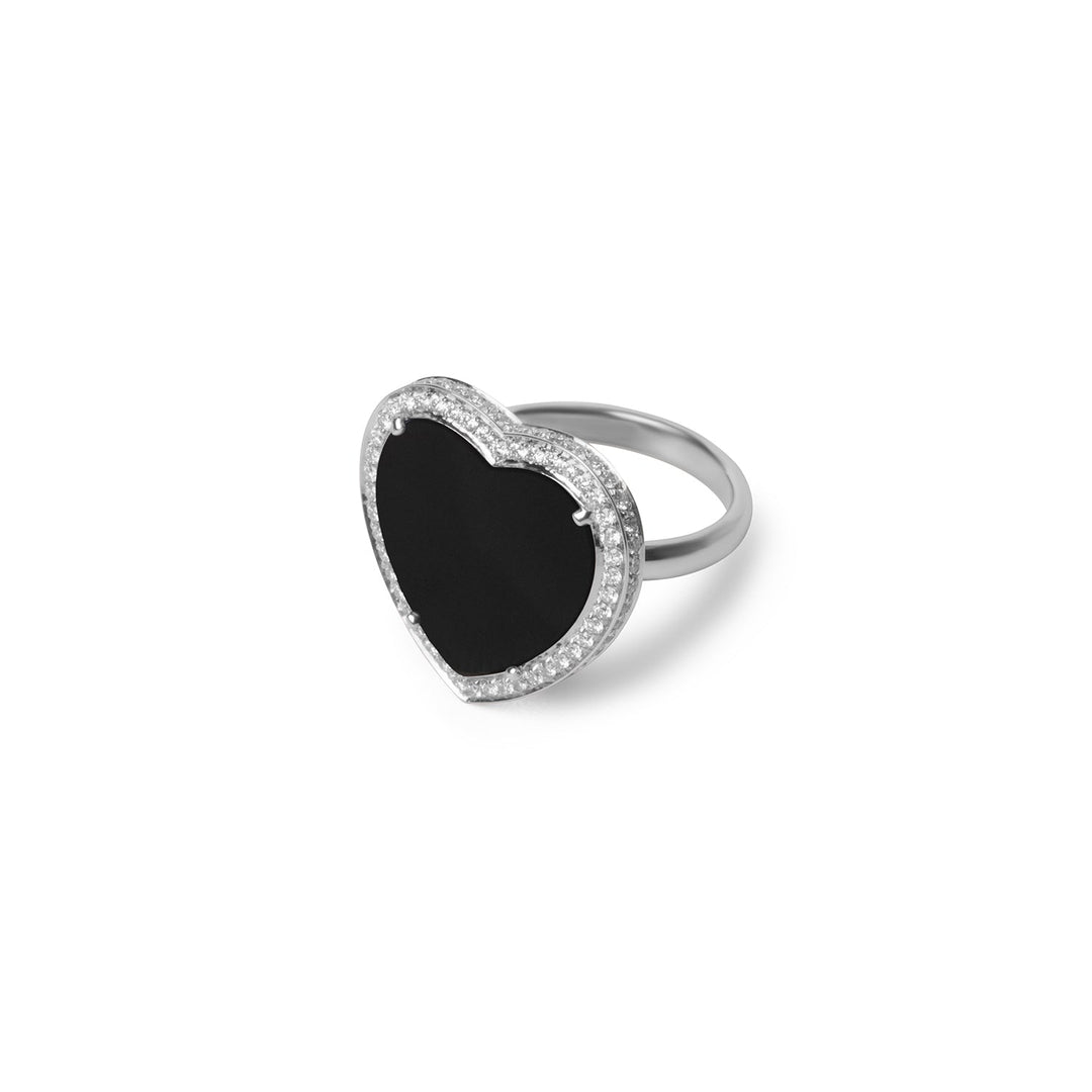 Amore rings with onyx in white gold, large size (view 2)