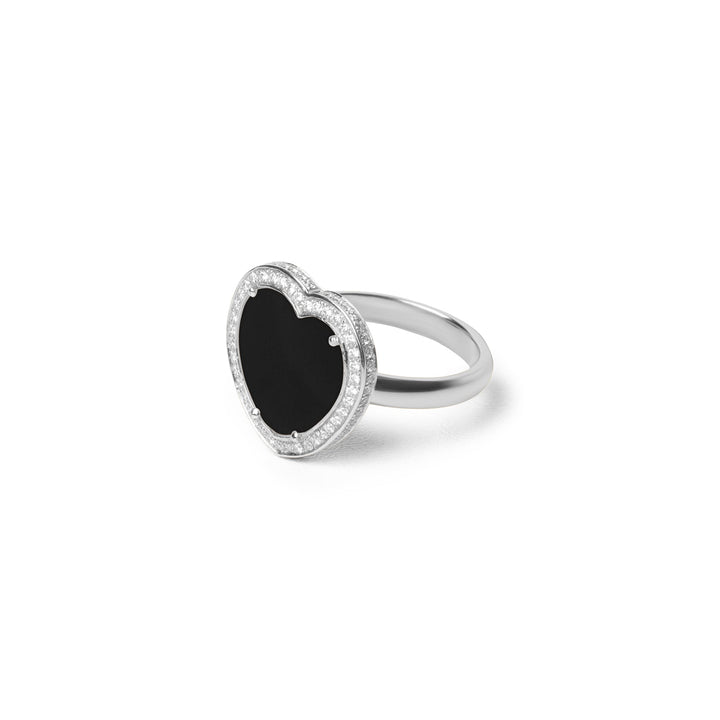 Amore rings with onyx in white gold, medium size (view 2)