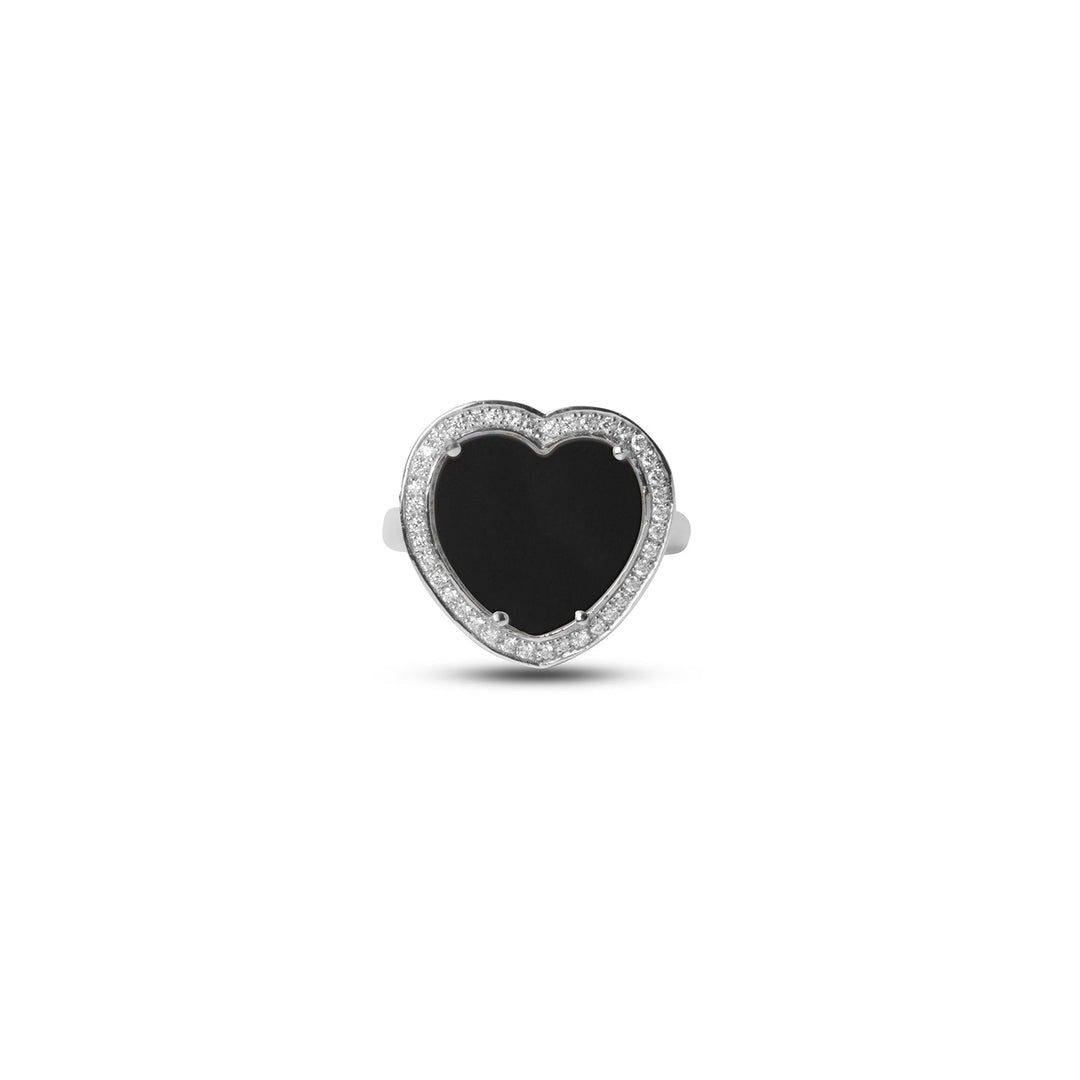 Amore rings with onyx in white gold, medium size (view 3)