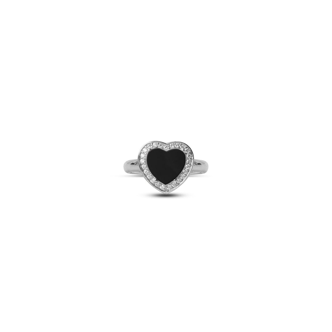 Amore rings with onyx in white gold, small size (view 3)