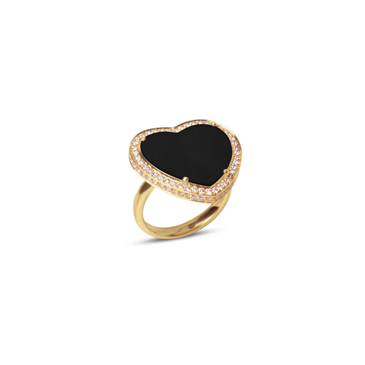 Amore rings with onyx in yellow gold, large size