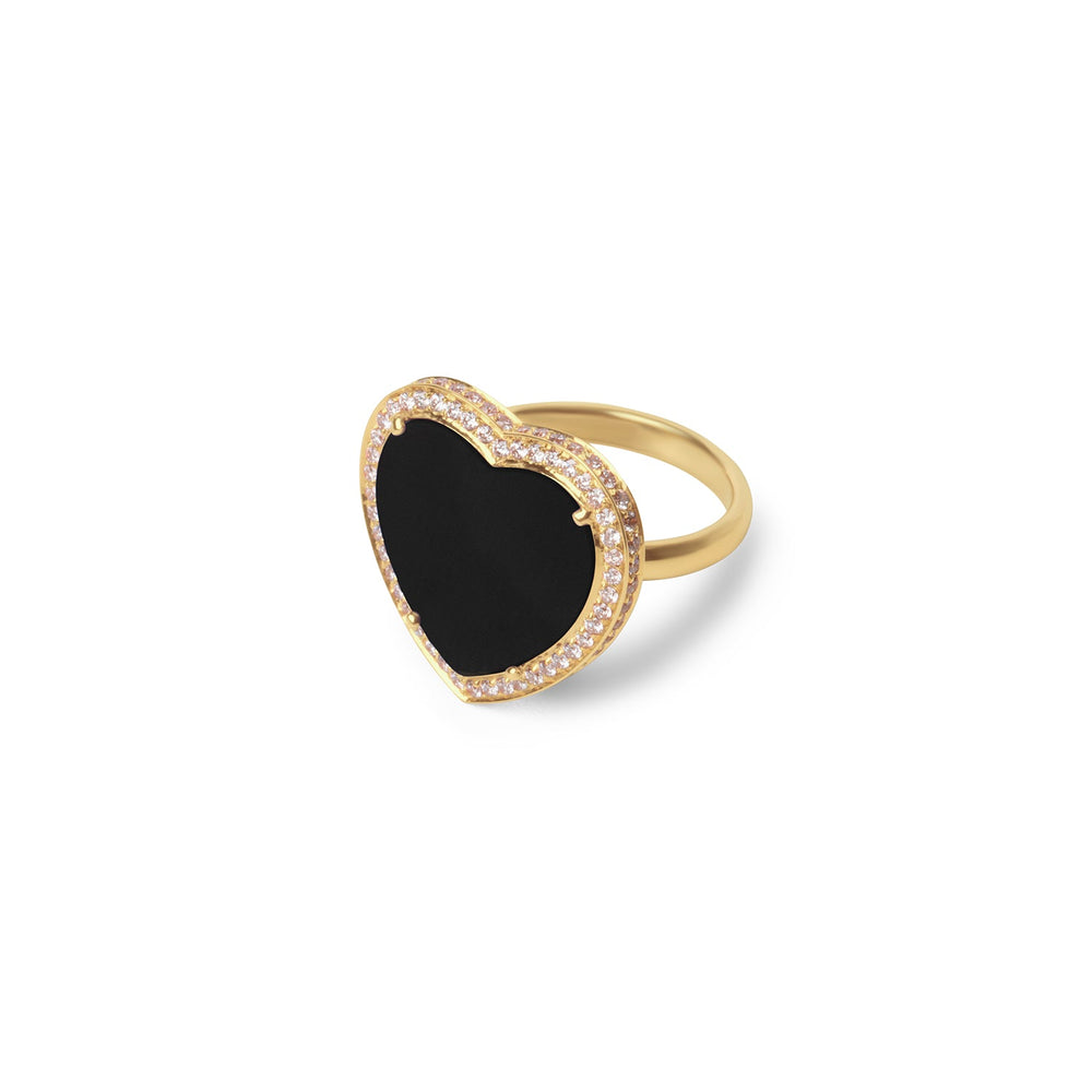 Amore rings with onyx in yellow gold, large size (view 2)