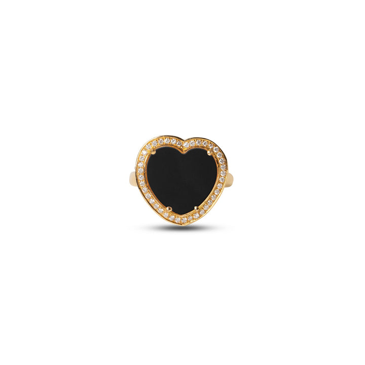 Amore rings with onyx in yellow gold, medium size (view 3)
