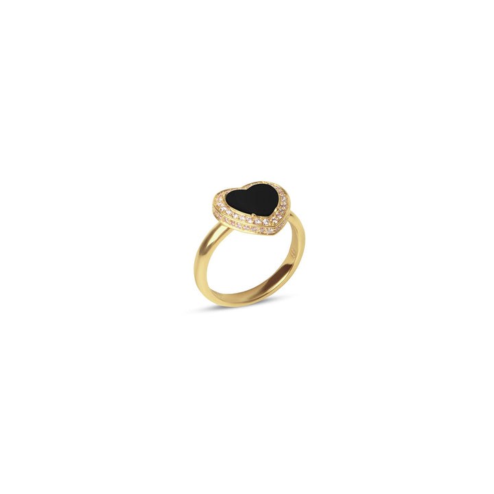 Amore rings with onyx in yellow gold, small size