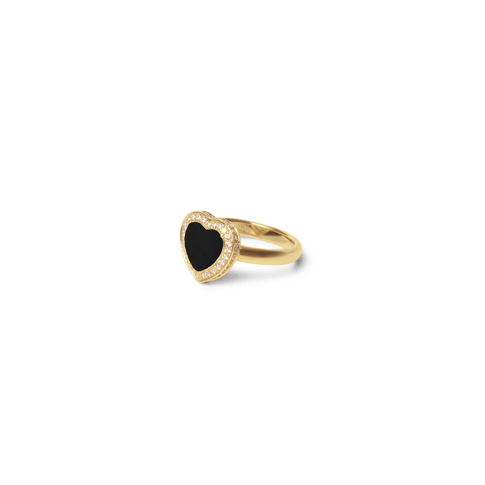 Amore rings with onyx in yellow gold, small size (view 2)