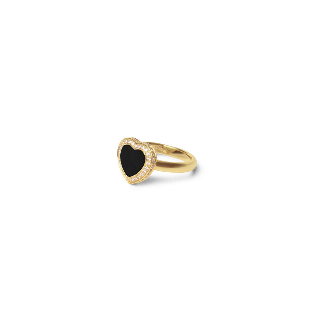 Amore rings with onyx in yellow gold, small size (view 2)