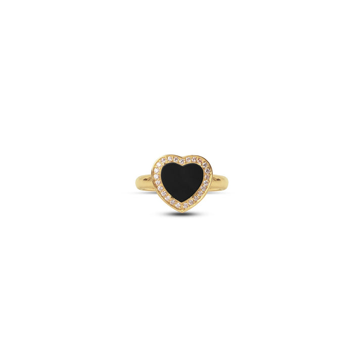 Amore rings with onyx in yellow gold, small size (view 3)