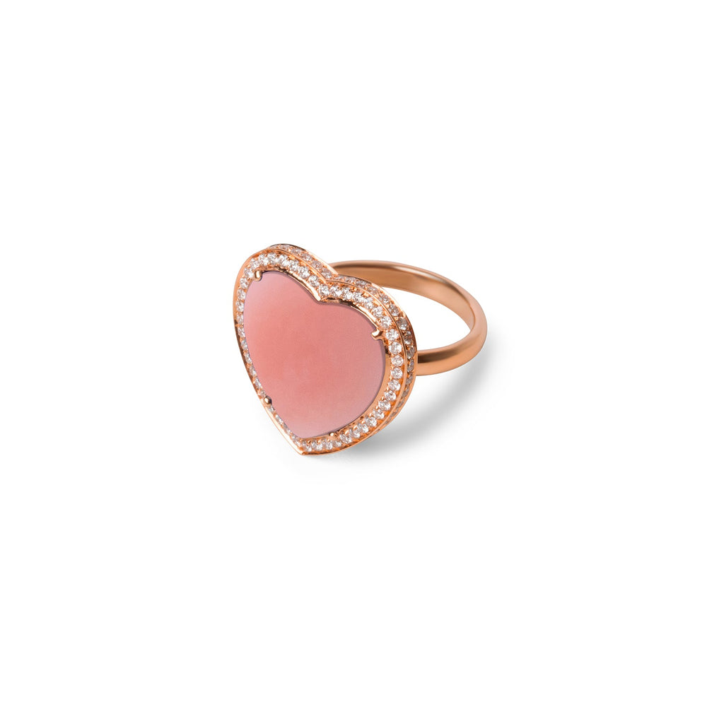 Amore rings with pink opal in rose gold, large size (view 2)