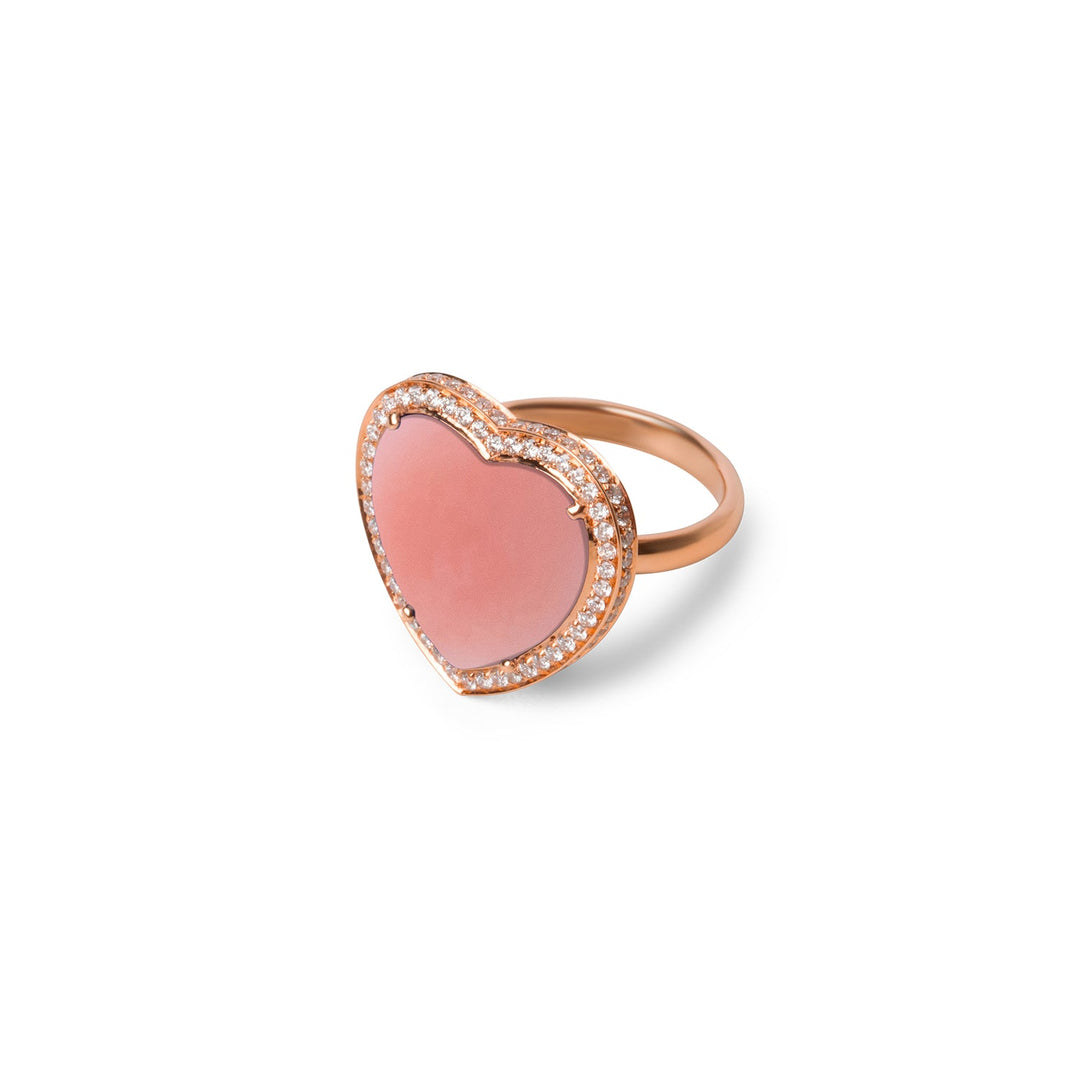 Amore rings with pink opal in rose gold, large size (view 2)