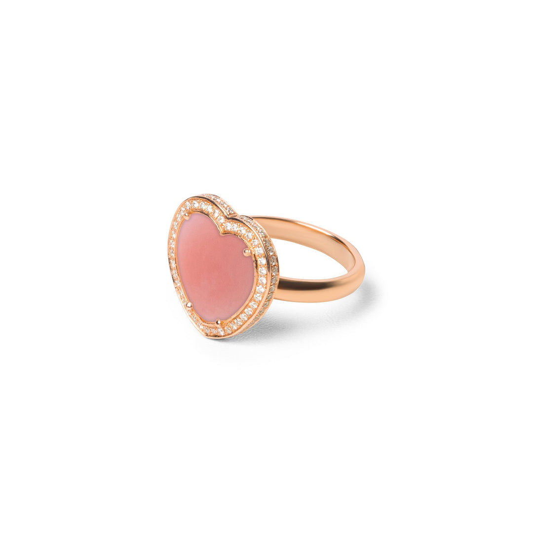 Amore rings with pink opal in rose gold, medium size (view 2)