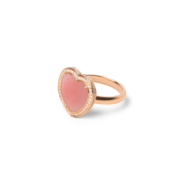 Amore rings with pink opal in rose gold, medium size (view 2)