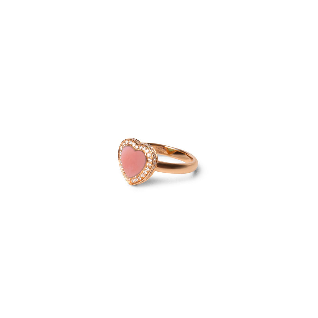 Amore rings with pink opal in rose gold, small size (view 2)