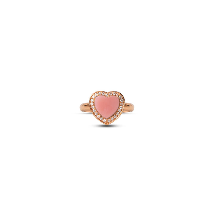 Amore rings with pink opal in rose gold, small size (view 3)