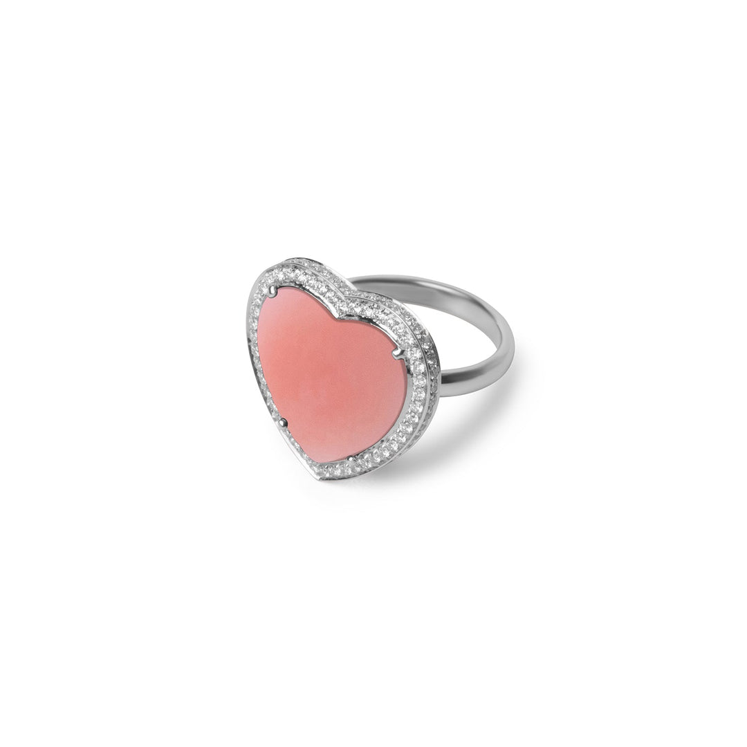 Amore rings with pink opal in white gold, large size (view 2)