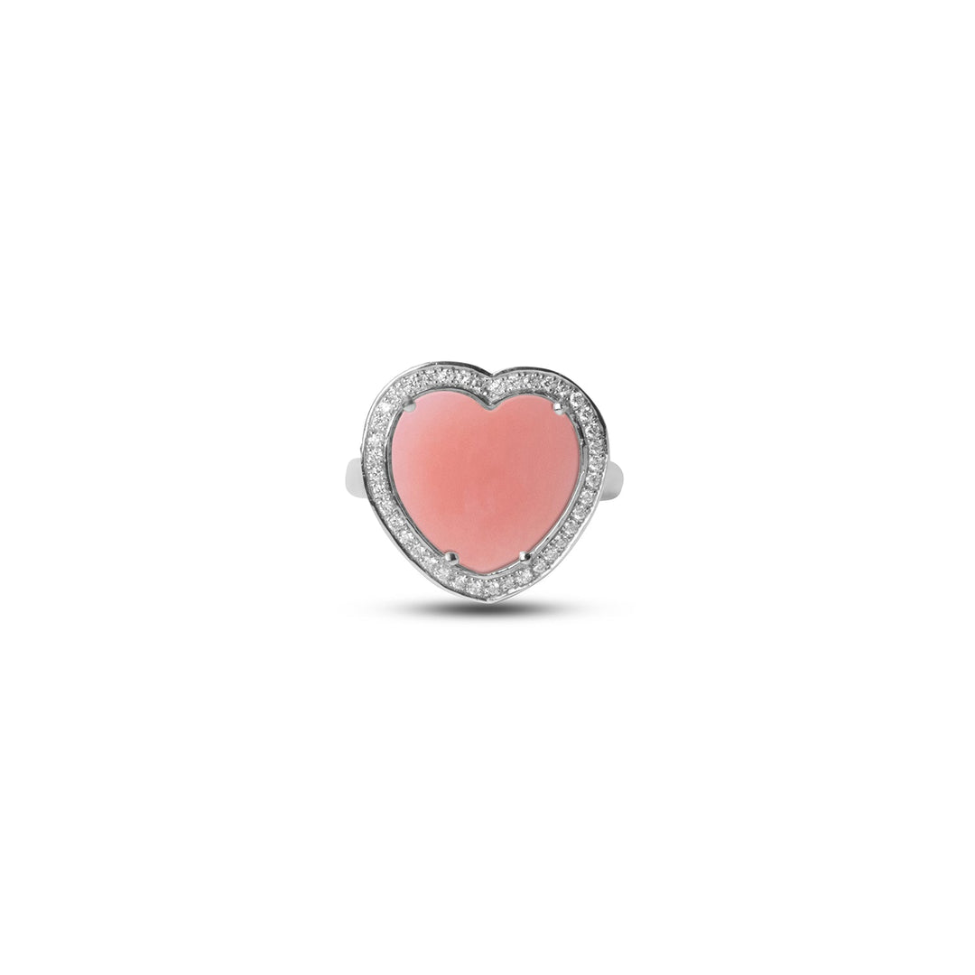 Amore rings with pink opal in white gold, medium size (view 3)