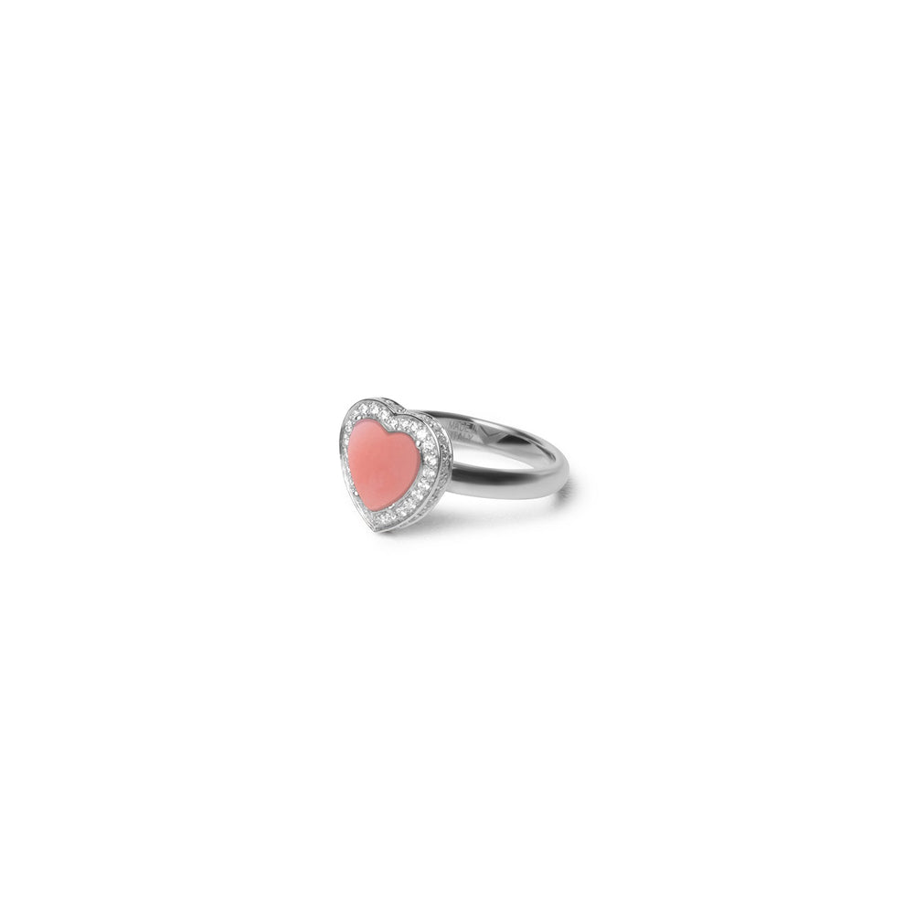 Amore rings with pink opal in white gold, small size (view 2)