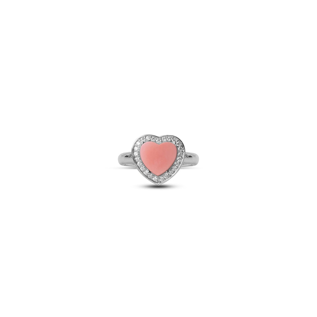 Amore rings with pink opal in white gold, small size (view 3)